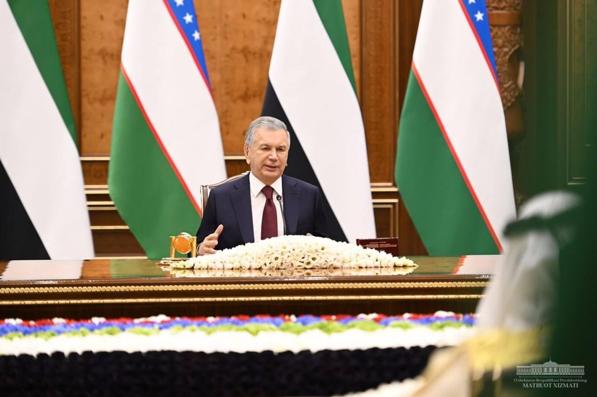 Shavkat Mirziyoyev provel vstrechu s delegatsiyey Obyedinennix Arabskix Emiratov vo glave s zamestitelem Premyer-ministra, ministrom oboroni, Naslednim prinsem Emirata Dubay Sheyxom Xamdanom bin Muxammadom Al Maktumom. - Sputnik O‘zbekiston, 1920, 28.09.2024