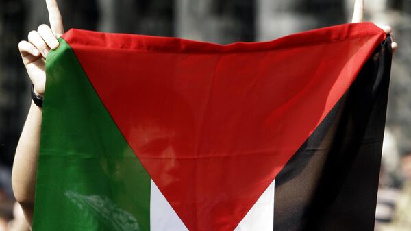 Mujchina derjit palestinskiy flag - Sputnik O‘zbekiston