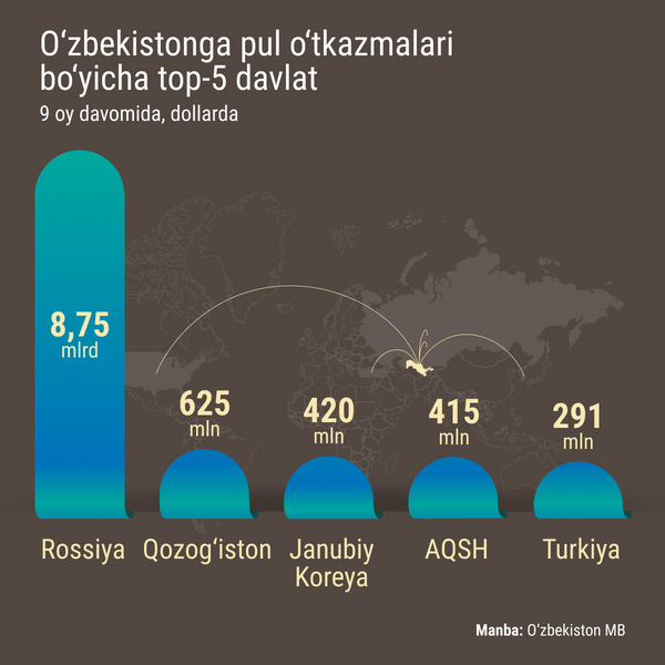 Top 5 stran po denejnim perevodam v Uzbekistan - Sputnik O‘zbekiston