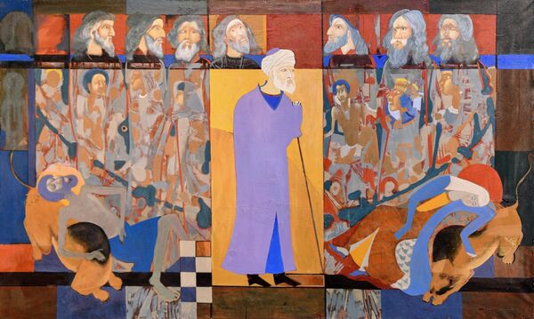 &quot;Авторы Хамсы&quot;, 2009-2016 годы. Ниёзали Холматов (1947-2020). Холст, темпера - Sputnik Узбекистан