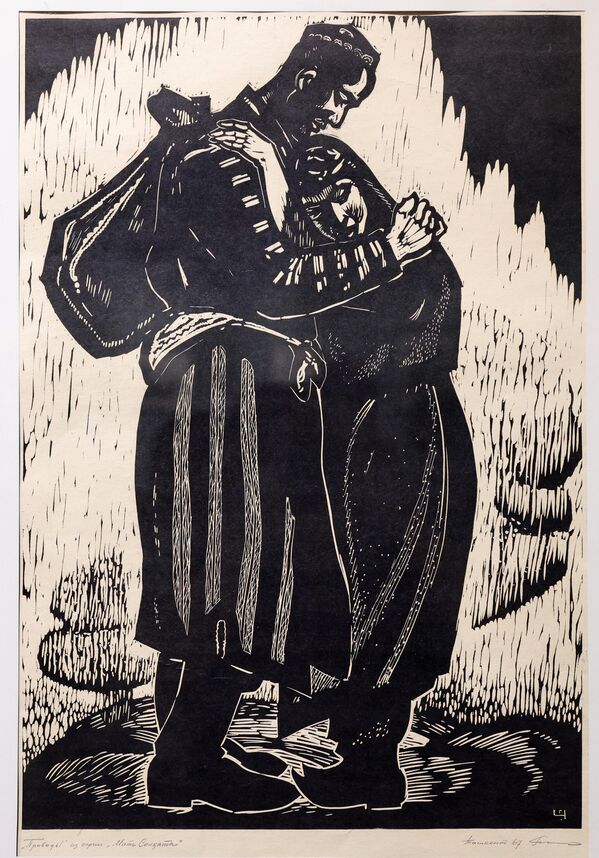 Георгий Чиганов&quot;Аскарнинг онаси&quot; туркумидан &quot;Видолашув&quot; 1968. Линогравура - Sputnik Ўзбекистон