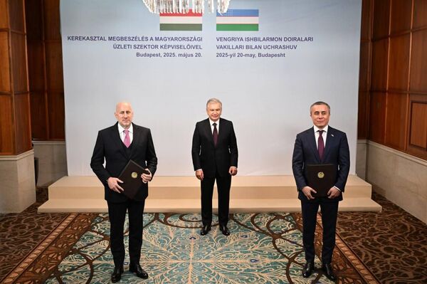 Программа официального визита Президента Республики Узбекистан Шавката Мирзиёева в Будапешт началась со встречи с главами крупнейших компаний и банков Венгрии. Программа официального визита Президента Республики Узбекистан Шавката Мирзиёева в Будапешт началась со встречи с главами крупнейших компаний и банков Венгрии. - Sputnik Ўзбекистон