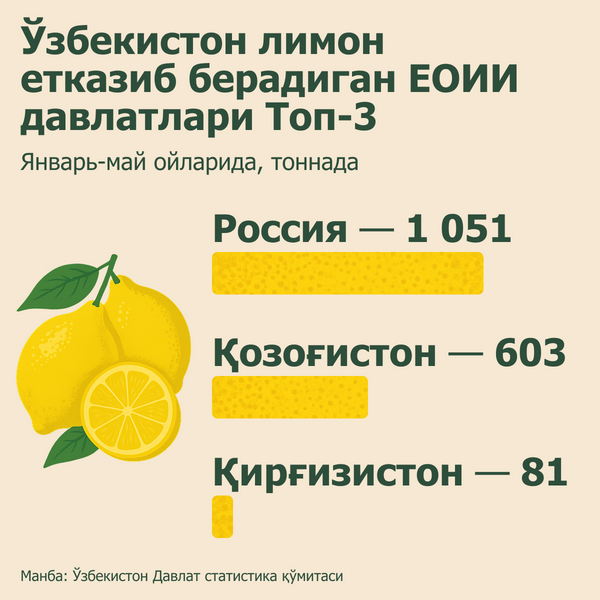 Ўзбекистон лимон етказиб берадиган ЕОИИ давлатлари топ-3 - Sputnik Ўзбекистон