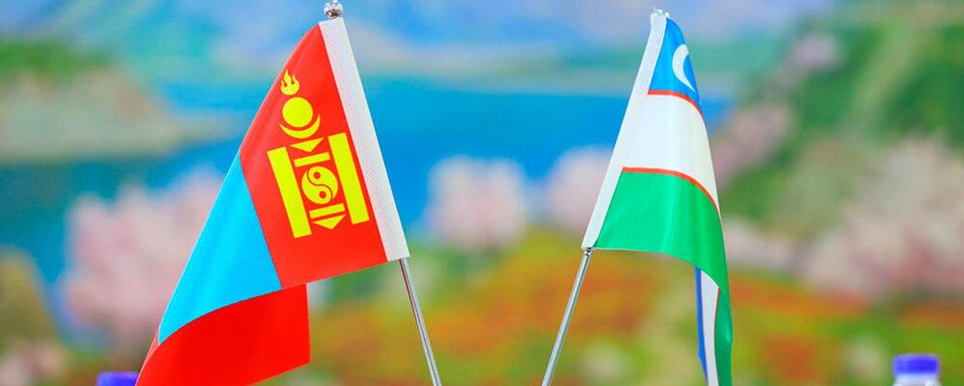 Флаги Монголия и Узбекистан  - Sputnik Ўзбекистон, 1920, 12.09.2025