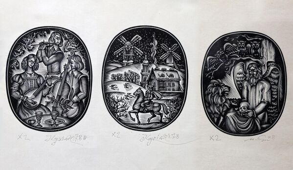 Серия &quot;Уильям Шекспир “Сонеты&quot; ксилография, 6,4х7,8, 1978 год - Sputnik Узбекистан