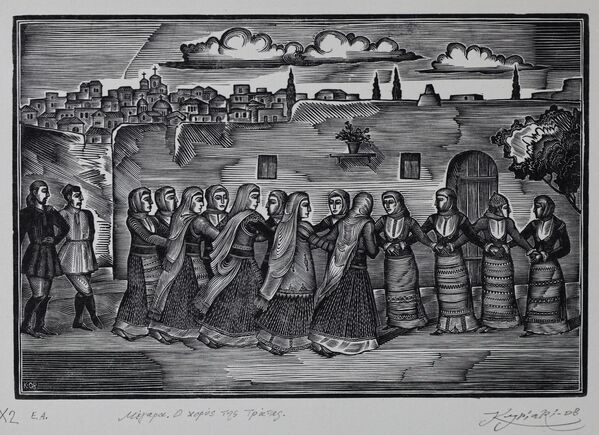 &quot;Народные традиции. Мегара&quot;. ксилография, 16,5×11, 2008 год - Sputnik Узбекистан