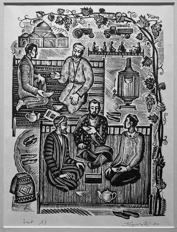 Серия &quot;Ташкент&quot;, линогравюра, 1967-68 годы - Sputnik Узбекистан