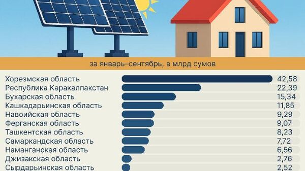 В январе-сентябре текущего года физлица, установившие солнечные панели, получили более 150 млрд сумов субсидий - Sputnik Узбекистан