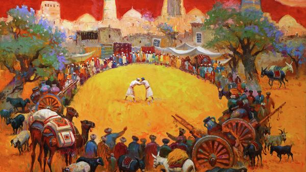 Vistavka xorezmskix xudojnikov v Mejdunarodnom karavan-sarae Ikuo Xirayami - Sputnik O‘zbekiston