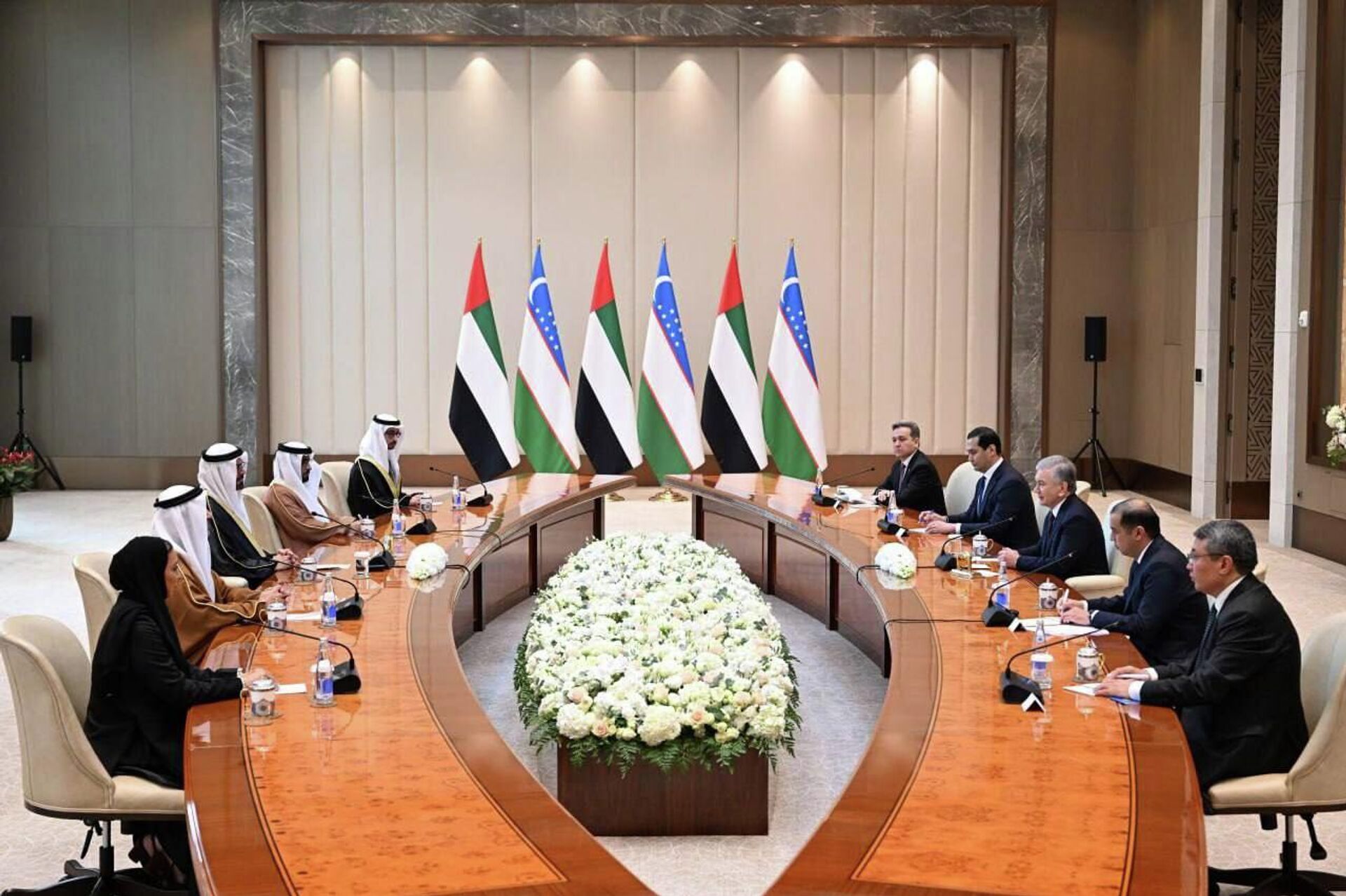 Шавкат Мирзиёев принял делегацию Объединенных Арабских Эмиратов - Sputnik Узбекистан, 1920, 28.11.2025