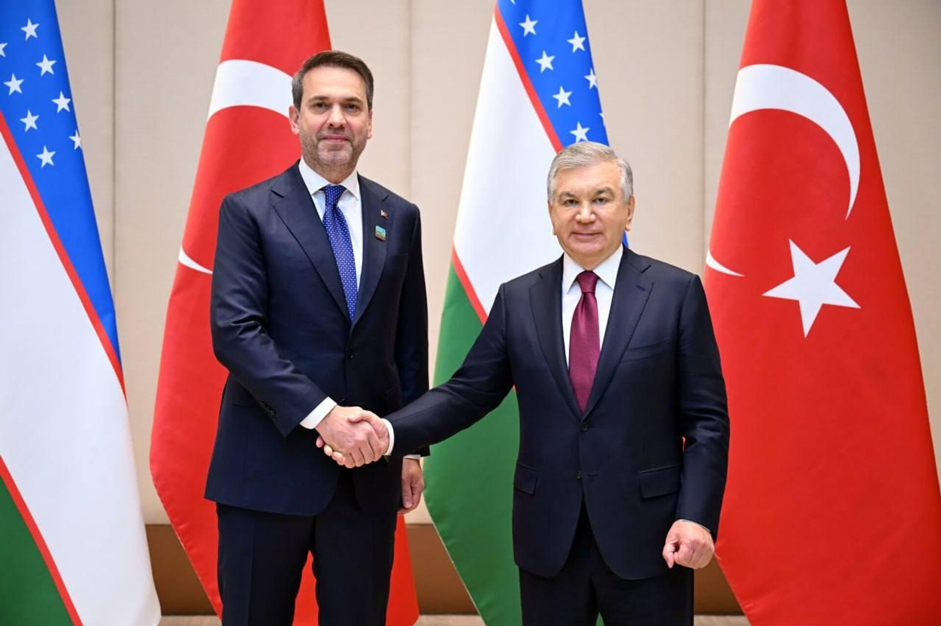 Президент Республики Узбекистан Шавкат Мирзиёев принял делегацию Турецкой Республики во главе с министром энергетики и природных ресурсов Алпарсланом Байрактаром - Sputnik Узбекистан, 1920, 05.12.2025