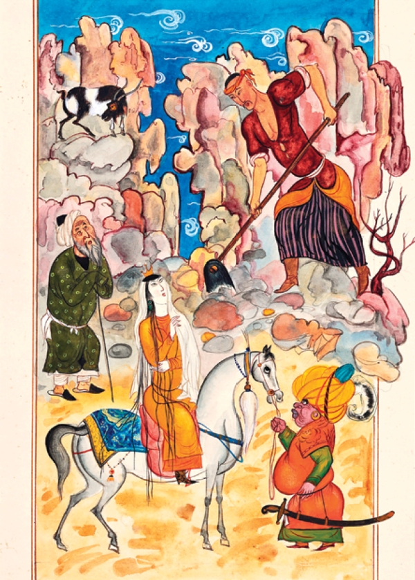 Тельман Мухаммедов. "Фарход и Ширин". 1970, бумага, темпера, 27х16 - Sputnik Узбекистан