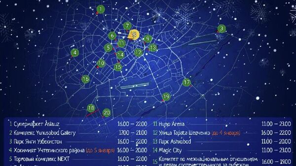 В каждом районе Ташкента с 25 декабря по 10 января пройдут новогодние праздничные елки - Sputnik Узбекистан