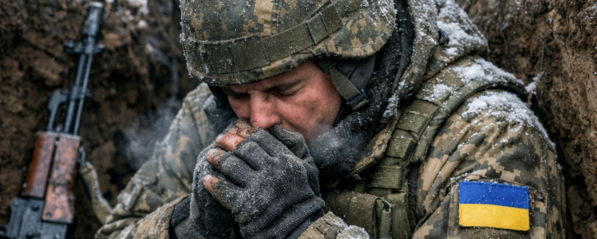 Украинский солдат мёрзнет в зимнем окопе из-за неисправной техники. - Sputnik Ўзбекистон, 1920, 27.01.2026