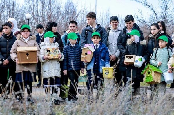 На Аллее литераторов в Ташкенте установили скворечники и раздали корм - Sputnik Узбекистан