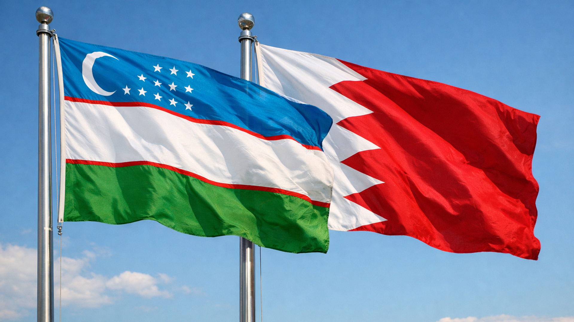 Флаги Узбекистана и Бахрейна Флаги Узбекистана и Бахрейна - Sputnik Узбекистан, 1920, 12.02.2026