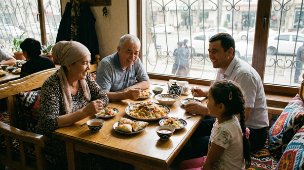 Узбекская семья в кафе - Sputnik Ўзбекистон