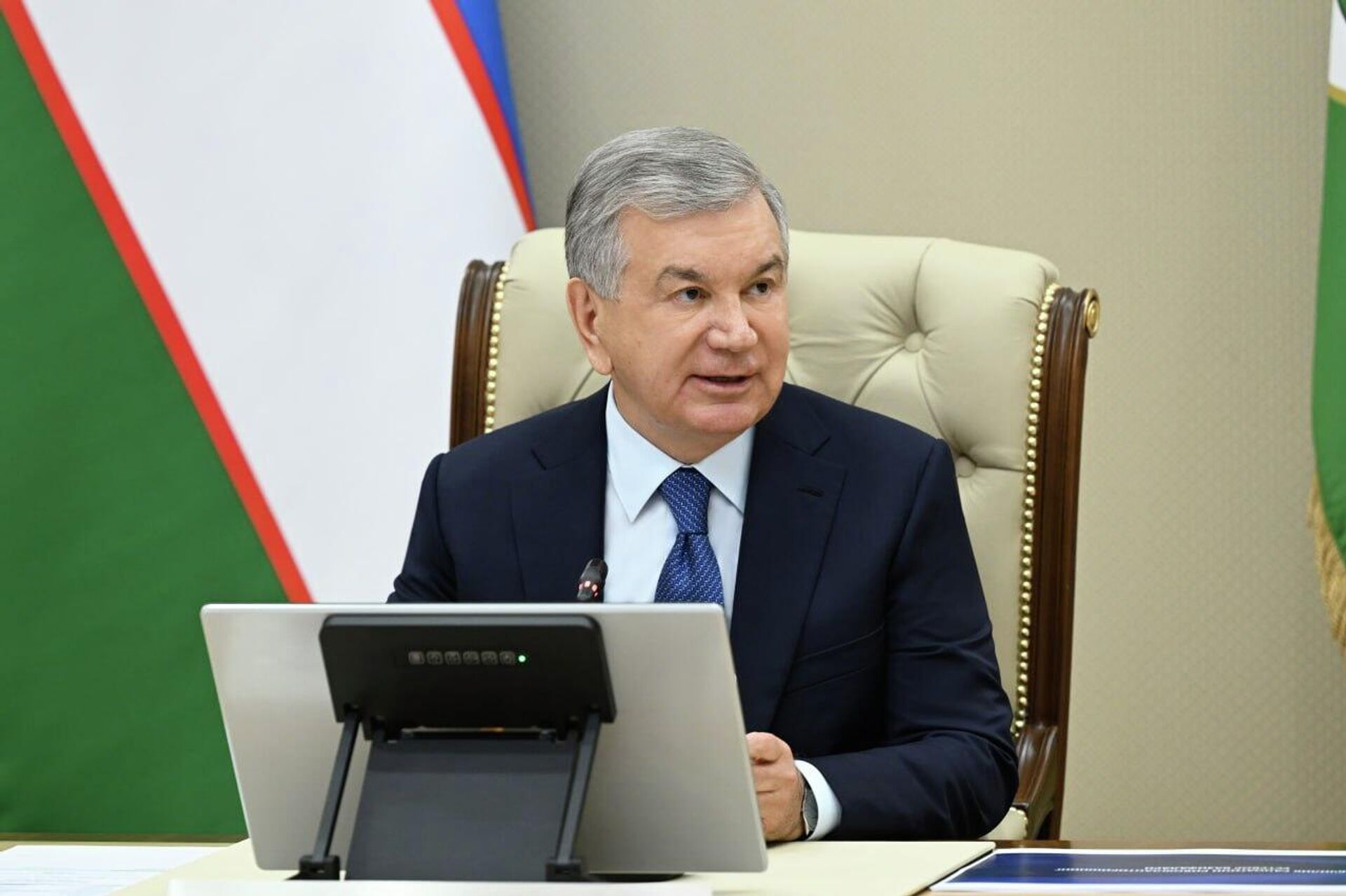 Шавкат Мирзиёев ознакомился с презентацией о мерах по развитию шелковой отрасли. - Sputnik Узбекистан, 1920, 17.02.2026