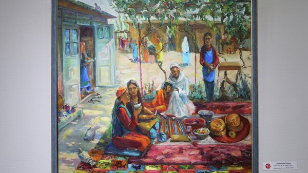 Отчетная выставка преподавателей кафедры Монументальной живописи Республиканской специализированной школы-интерната искусств Ритм присутствия - Sputnik Ўзбекистон