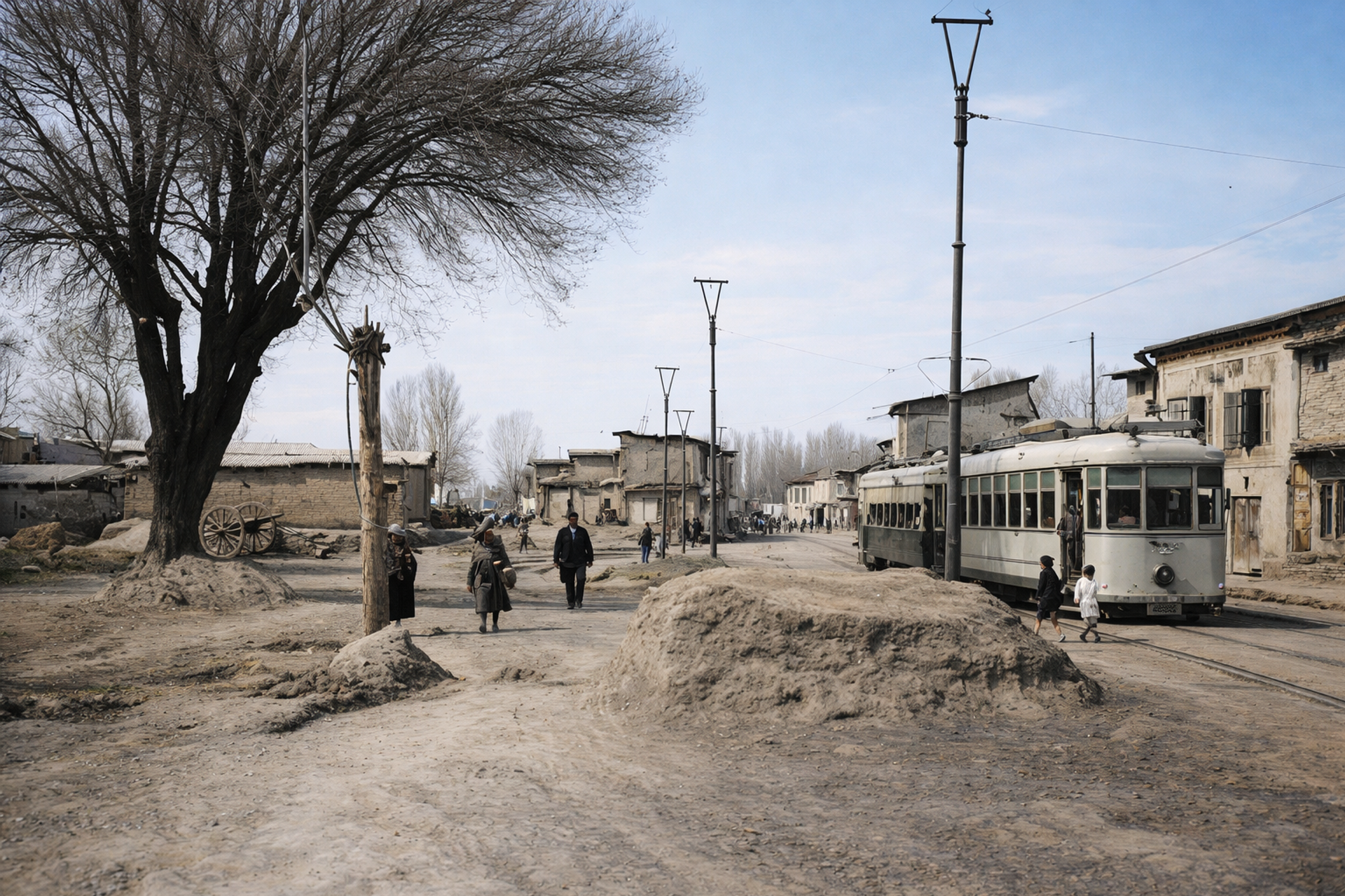Ташкент, 1926 год: трамвайные пути в сторону Урдинского моста через Анхор. - Sputnik Узбекистан, 1920, 27.02.2026