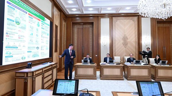 Президент Шавкат Мирзиёев ознакомился с презентацией о приоритетных общенациональных проектах в сфере экологии и охраны окружающей среды - Sputnik Ўзбекистон