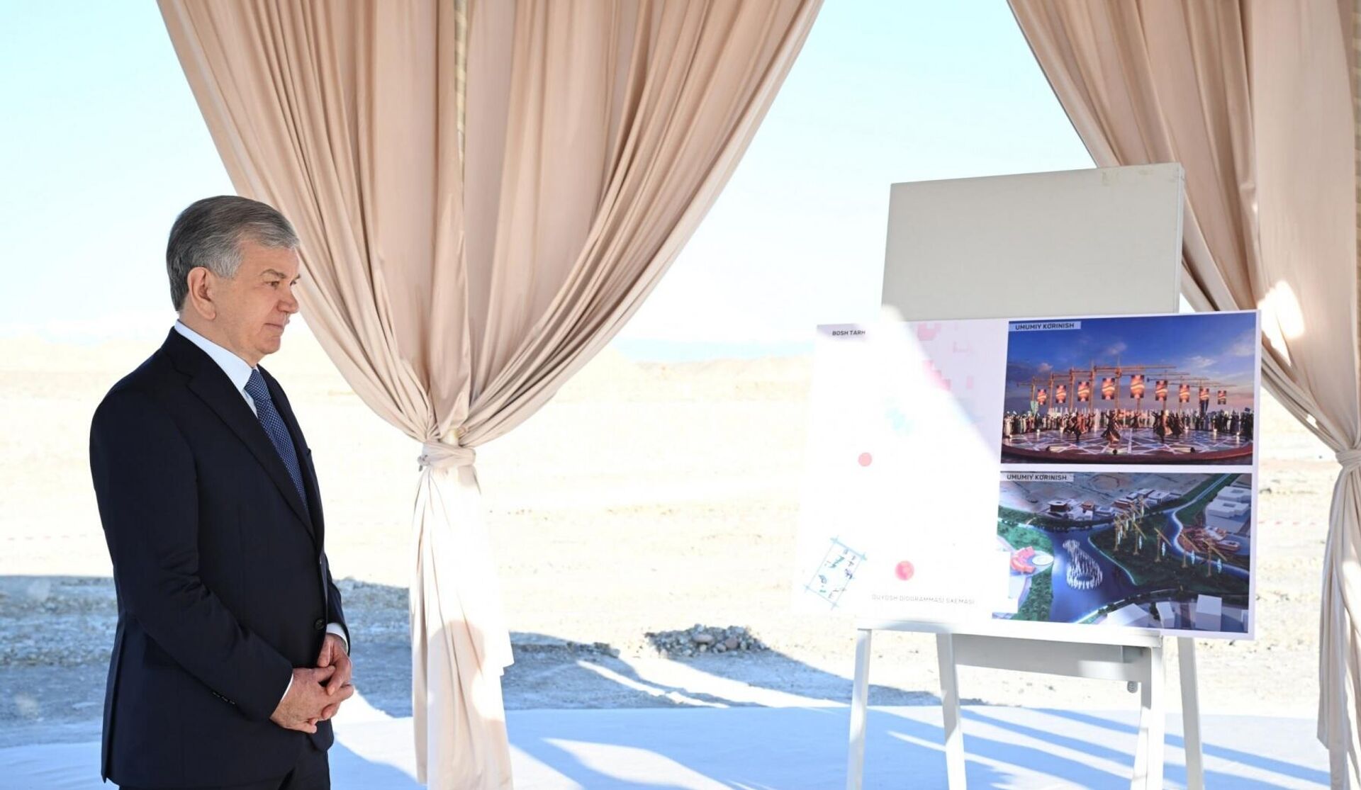 Prezident Uzbekistana oznakomilsya s proyektom muzikalnogo fontana v Novom Tashkente - Sputnik O‘zbekiston, 1920, 25.03.2026