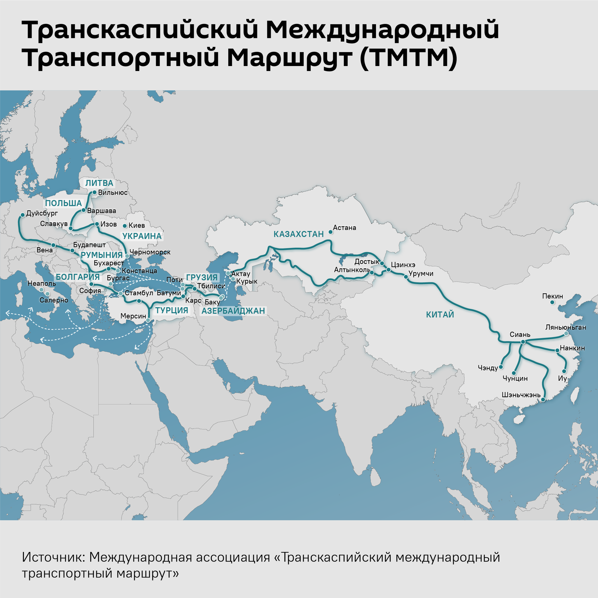 Транскаспийский Международный Транспортный Маршрут ТМТМ - Sputnik Узбекистан, 1920, 26.03.2026