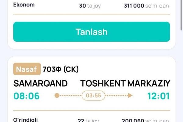 Билеты на поезда Афросиаб теперь можно покупать за 60 дней до отправления - Sputnik Узбекистан