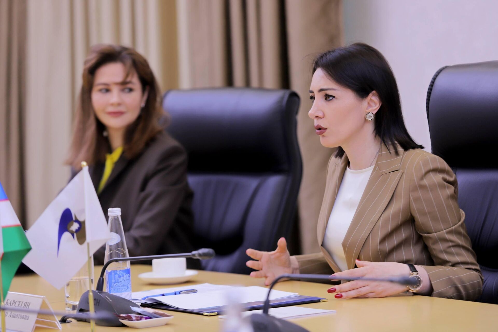 Встреча главы МИПТ Узбекистана Лазиза Кудратова с Министром по промышленности и агропромышленному комплексу Евразийской экономической комиссии Гоар Барсегян - Sputnik Узбекистан, 1920, 22.04.2026