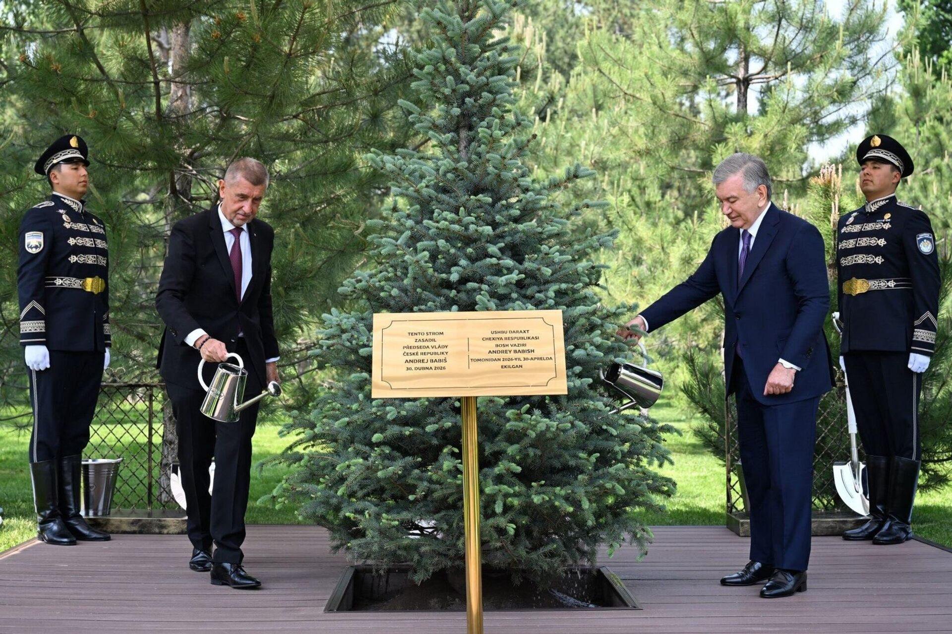 Президент Узбекистана и Премьер-министр Чехии вместе посадили дерево
 - Sputnik Узбекистан, 1920, 30.04.2026