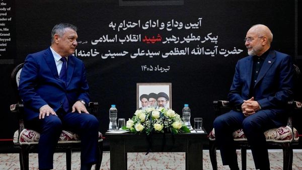 Eron parlamenti raisi Muhammad Bag‘ir G‘olibaf Oliy Majlis raisi Nuriddin Ismoilov bilan uchrashdi - Sputnik O‘zbekiston