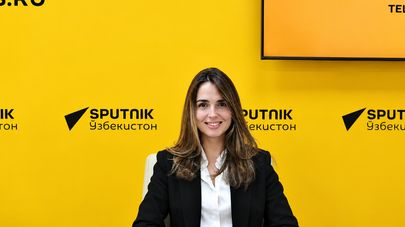 Анна Сытник в пресс-центре Sputnik Узбекистан