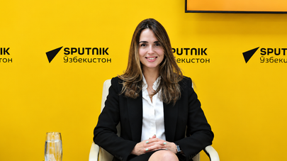 Анна Сытник в пресс-центре Sputnik Узбекистан
