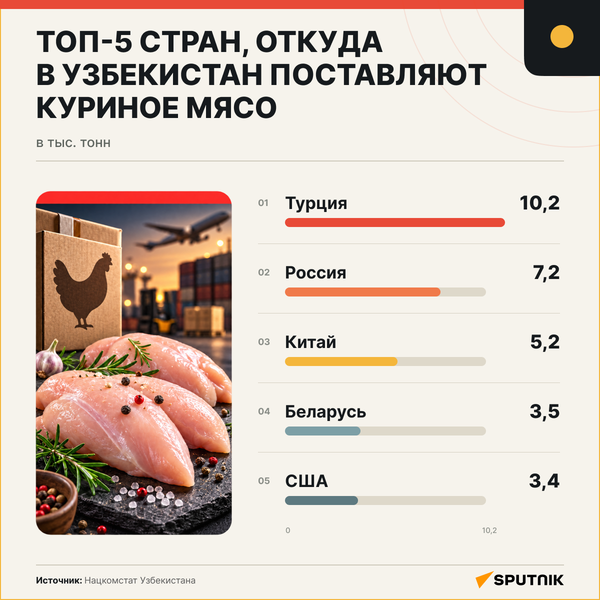 Топ-5 стран, откуда в Узбекистан поставляют куриное мясо - Sputnik Узбекистан