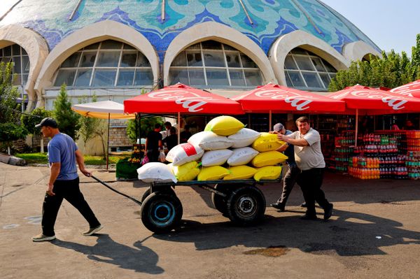 Feruza gumbaz fonida bozorning kundalik tashvishlari va mahsulot tashish jarayoni - Sputnik O‘zbekiston