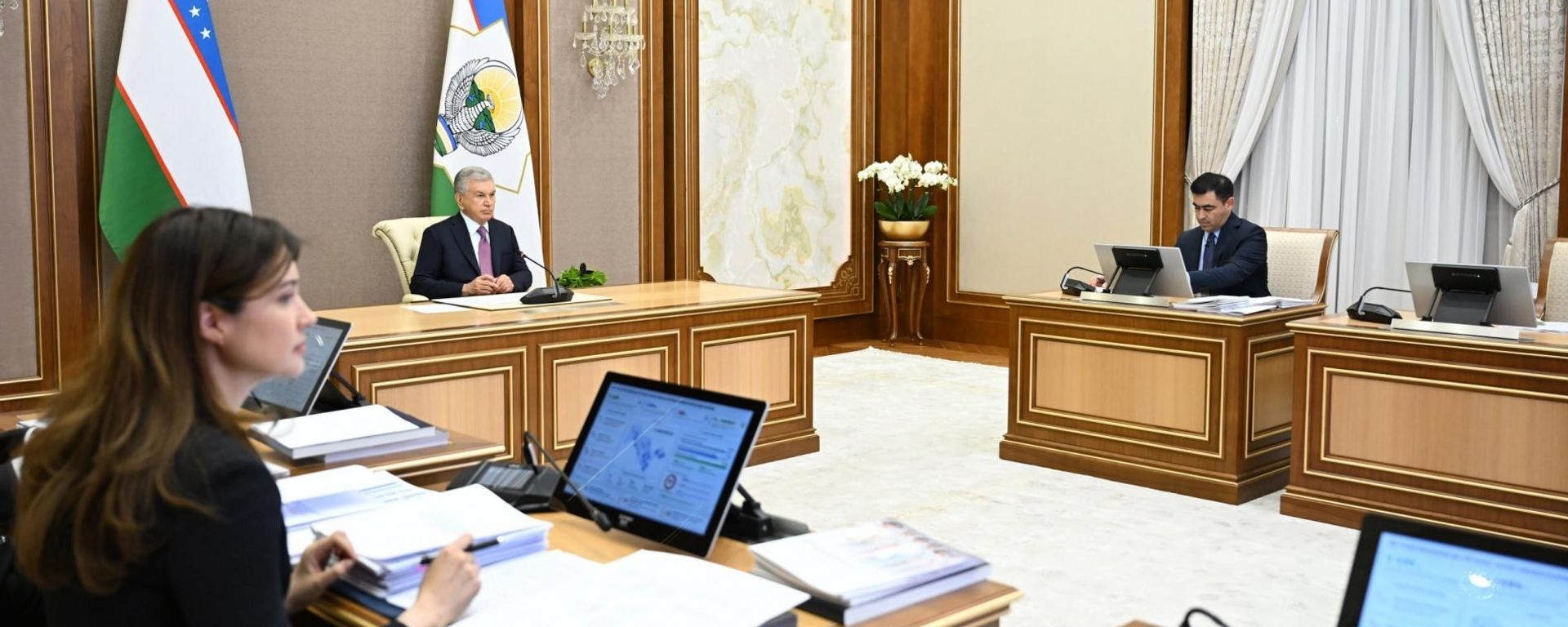 Mirziyoyev oznakomilsya s prezentatsiyey po razvitiyu meditsinskoy infrastrukturi - Sputnik O‘zbekiston, 1920, 27.10.2026