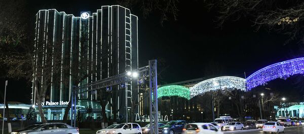 Ташкентская гостиница Royal Palace в неоновом освещении Ташкентская гостиница Royal Palace в неоновом освещении - Sputnik Узбекистан