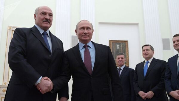 Лукашенко и Путин на встрече в Москве - Sputnik Узбекистан
