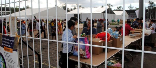 Лагерь мигрантов из каравана, идущего из Гондураса в сторону США, в Мехико. Лагерь мигрантов из каравана, идущего из Гондураса в сторону США, в Мехико. - Sputnik Узбекистан