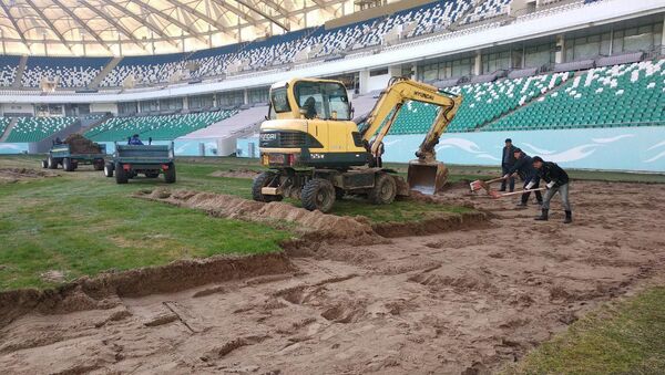 Работы по замене газона на стадионе Миллий в Ташкенте - Sputnik Узбекистан