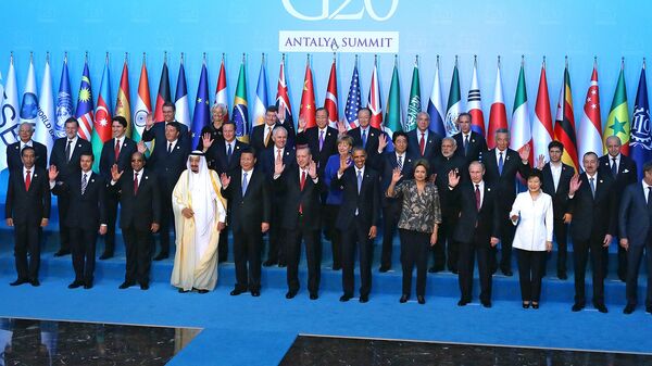 Церемониия фотографирования участников саммита Группы двадцати (G20) - Sputnik Узбекистан