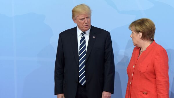 Президент США Дональд Трамп и канцлер Германии Ангела Меркель  - Sputnik Узбекистан