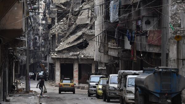 Razrushenniy rayon siriyskogo Aleppo - Sputnik O‘zbekiston