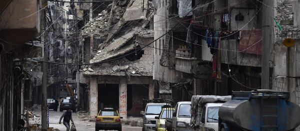 Разрушенный район сирийского Алеппо Разрушенный район сирийского Алеппо - Sputnik Ўзбекистон