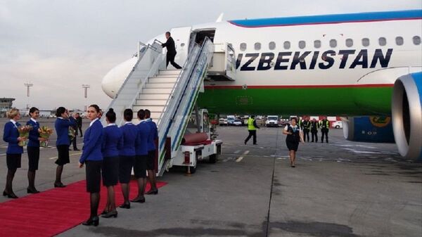 Встреча нового самолета Airbus-320neo в аэропорту Ташкента - Sputnik Узбекистан