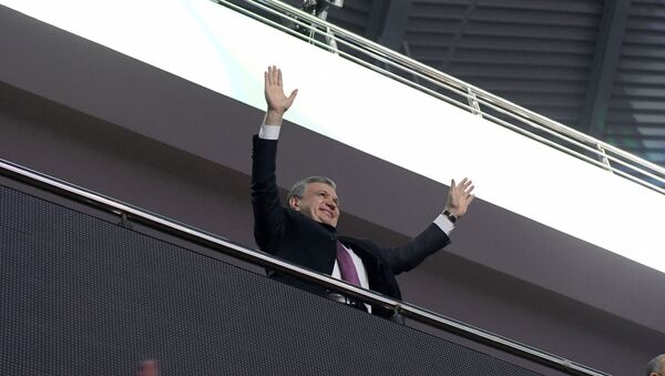 Prezident Uzbekistana Shavkat Mirziyoyev na seremonii otkritiya Humo Arena - Sputnik O‘zbekiston