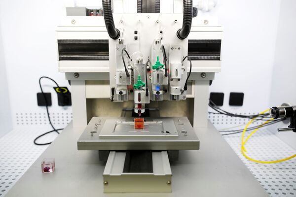 Первое в мире живое сердце, напечатанное на 3D-принтере во время демонстрации в лаборатории, Тель-Авив, Израиль - Sputnik Узбекистан