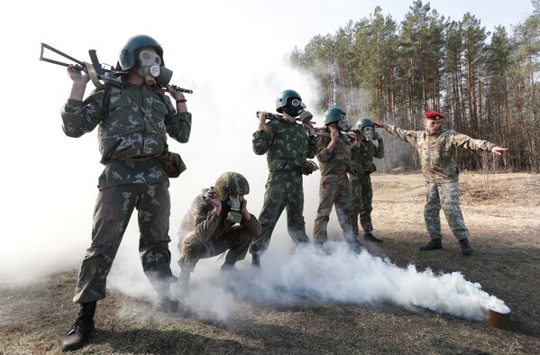 Белорусские военнослужащие спецподразделения МВД сдают экзамен на право ношения бордового берета - Sputnik Узбекистан