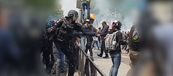 Kадры избиения журналистки МИА Россия Сегодня парижской полицией Kадры избиения журналистки МИА Россия Сегодня парижской полицией - Sputnik Ўзбекистон