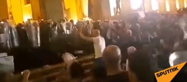 Беспорядки в Тбилиси: камни, крики полицейские - видео - Sputnik Узбекистан